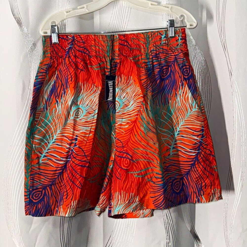 Vilebrequin Men’s Size L Orange Blue Abstract Print Swim Shorts Bottom